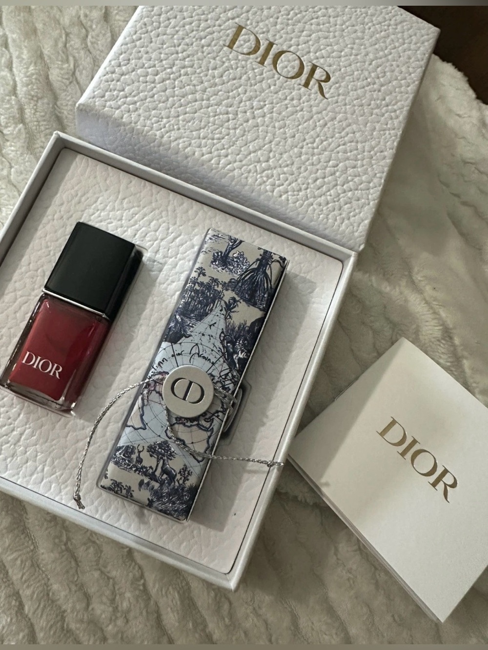 Limited Edition Dior Rouge Gift Set -Full Size Lipstick w Holder & Nail Polish